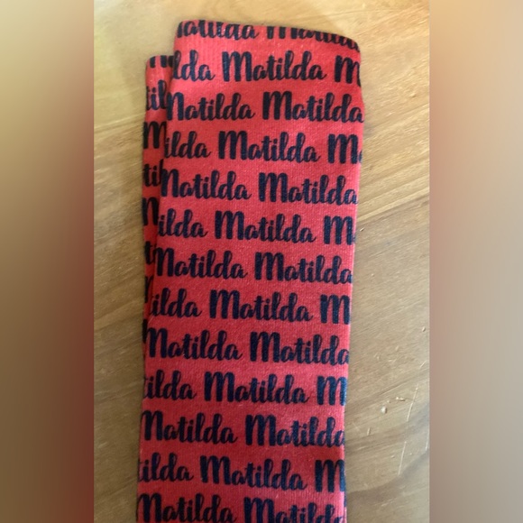 Matilda Name Socks - Brand New - Black & Red - Cozy, Long, Crew or Sleep, OS - Picture 2 of 3